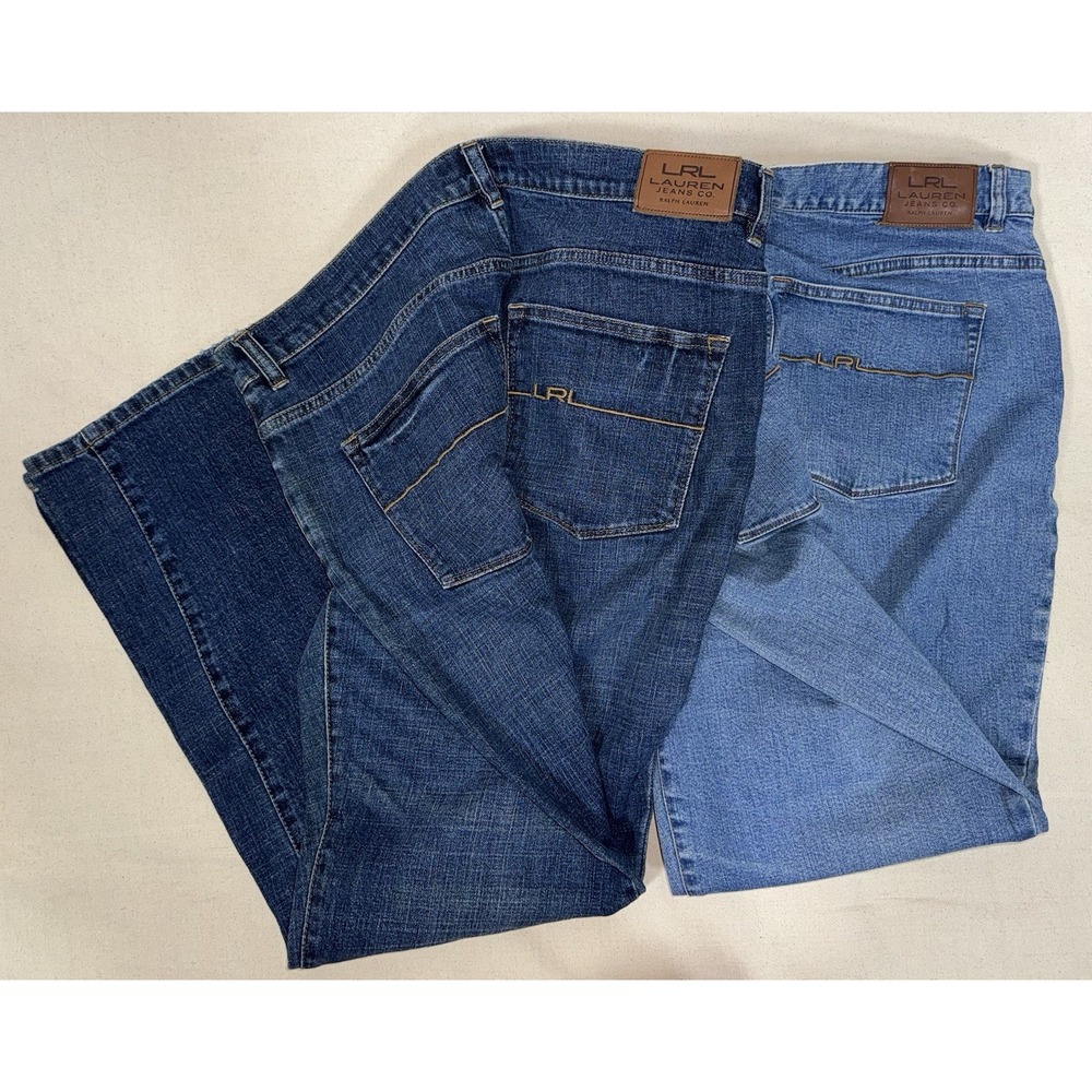 Vintage LRL Ralph Lauren Jean Co Women's Classic Straight Denim‎ LOT of 2 Sz 16